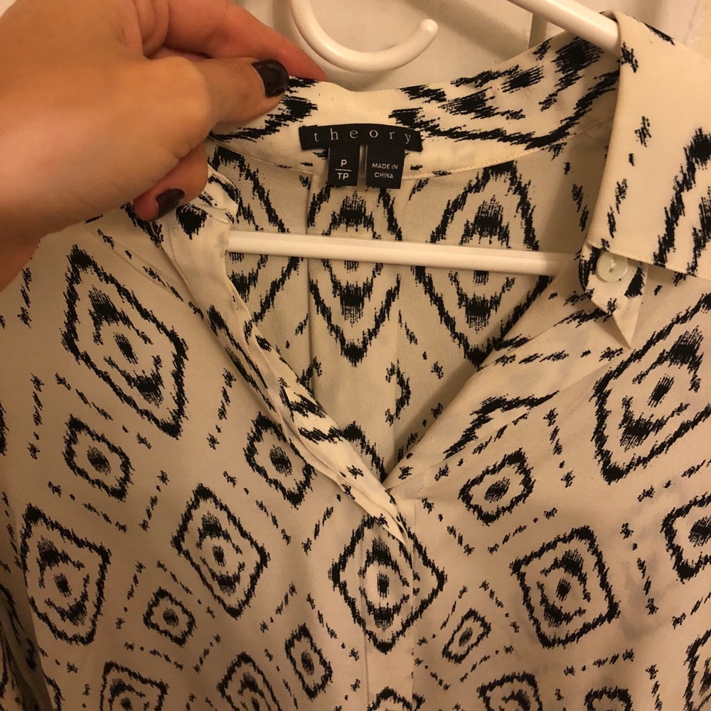 Theory Button Down Blouse With Aztec Print - image 2
